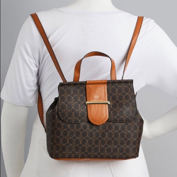 Nanette Lepore Handbags - Nanette Lepore Vegan Brown Logo Backpack Bag NWOT